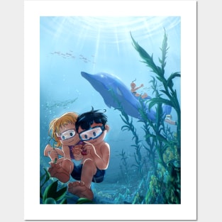 swimming under the sea Posters and Art